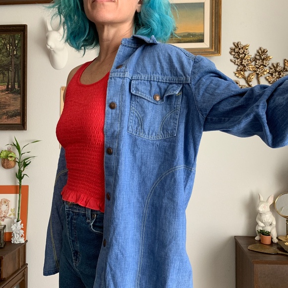 Vintage Montgomery Ward Denim Button Up Top - Picture 2 of 8